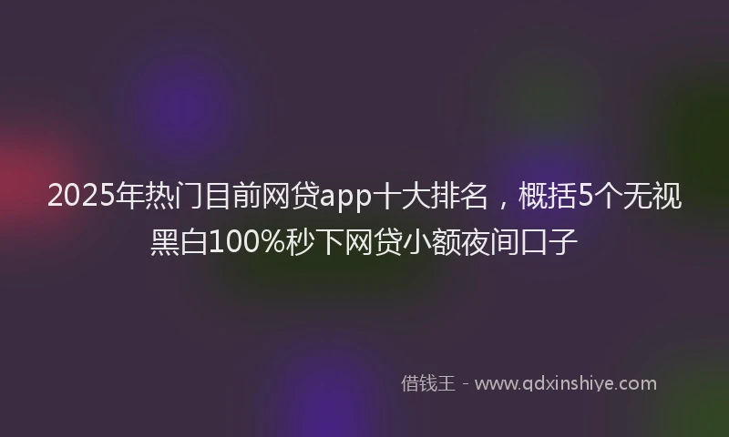2025年热门目前网贷app十大排名，概括5个无视黑白100%秒下网贷小额夜间口子