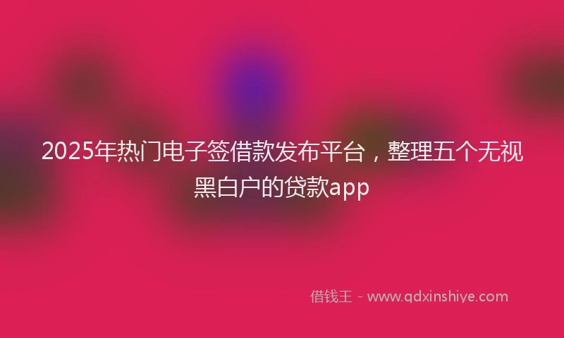2025年热门电子签借款发布平台，整理五个无视黑白户的贷款app