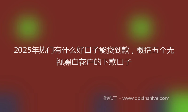 2025年热门有什么好口子能贷到款，概括五个无视黑白花户的下款口子