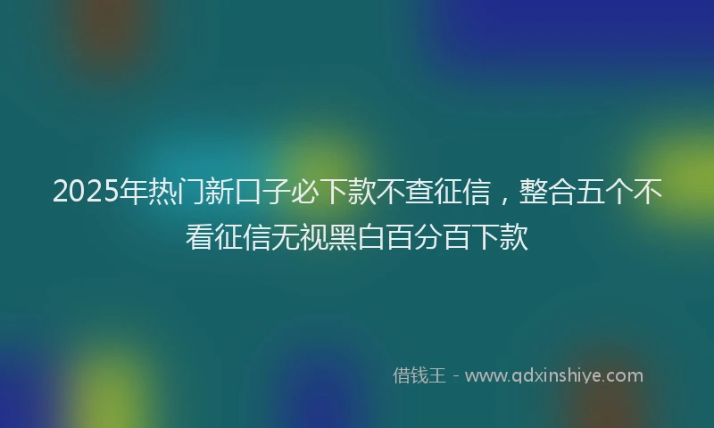2025年热门新口子必下款不查征信，整合五个不看征信无视黑白百分百下款