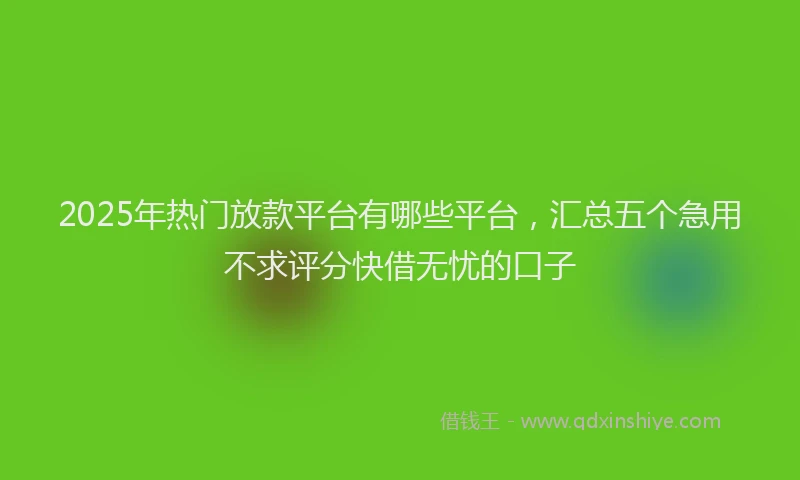 2025年热门放款平台有哪些平台，汇总五个急用不求评分快借无忧的口子