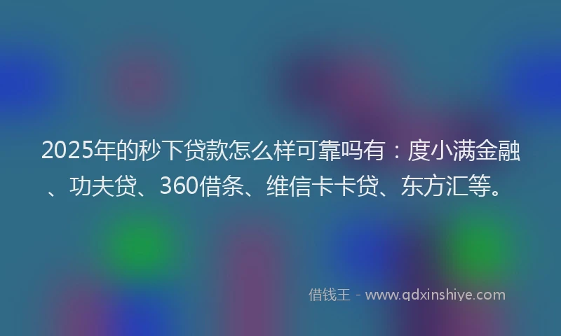 2025年的秒下贷款怎么样可靠吗有：度小满金融、功夫贷、360借条、维信卡卡贷、东方汇等。