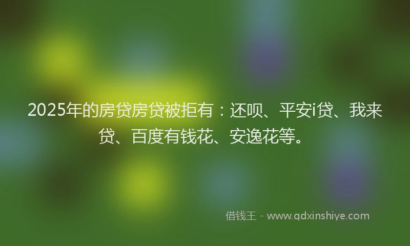 2025年的房贷房贷被拒有：还呗、平安i贷、我来贷、百度有钱花、安逸花等。