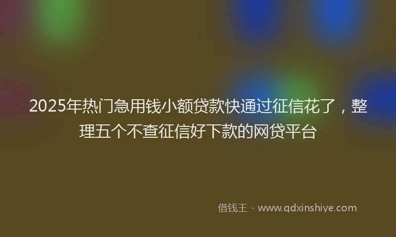 2025年热门急用钱小额贷款快通过征信花了，整理五个不查征信好下款的网贷平台