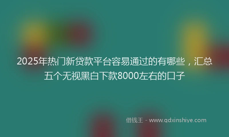 2025年热门新贷款平台容易通过的有哪些，汇总五个无视黑白下款8000左右的口子