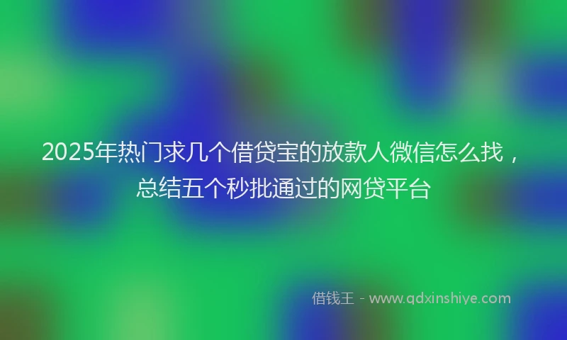 2025年热门求几个借贷宝的放款人微信怎么找，总结五个秒批通过的网贷平台