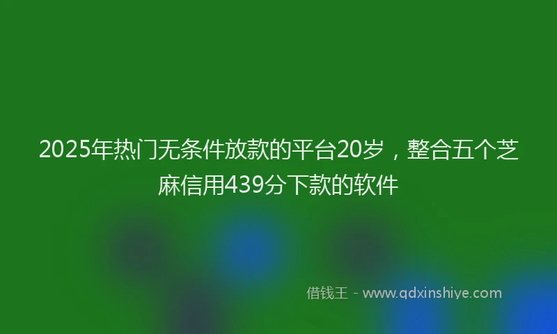 2025年热门无条件放款的平台20岁，整合五个芝麻信用439分下款的软件