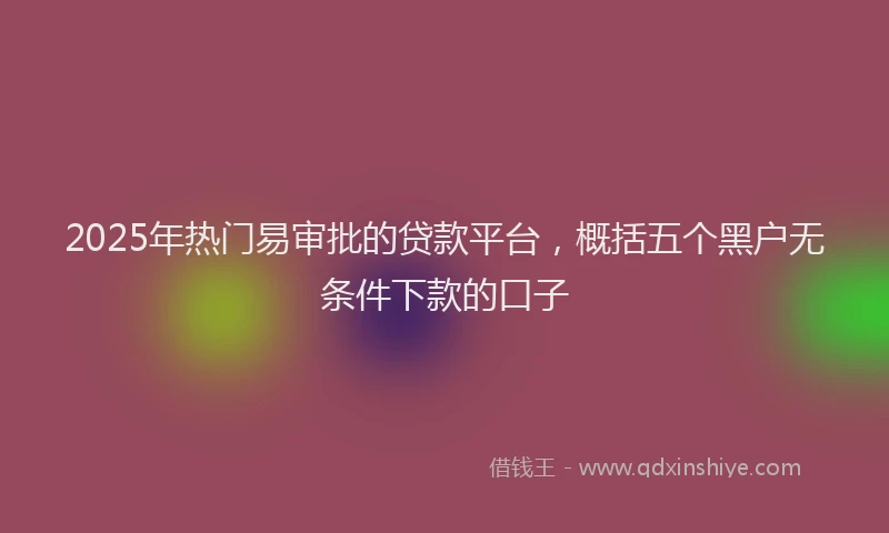 2025年热门易审批的贷款平台，概括五个黑户无条件下款的口子