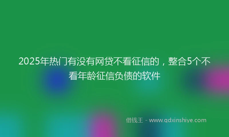 2025年热门有没有网贷不看征信的，整合5个不看年龄征信负债的软件