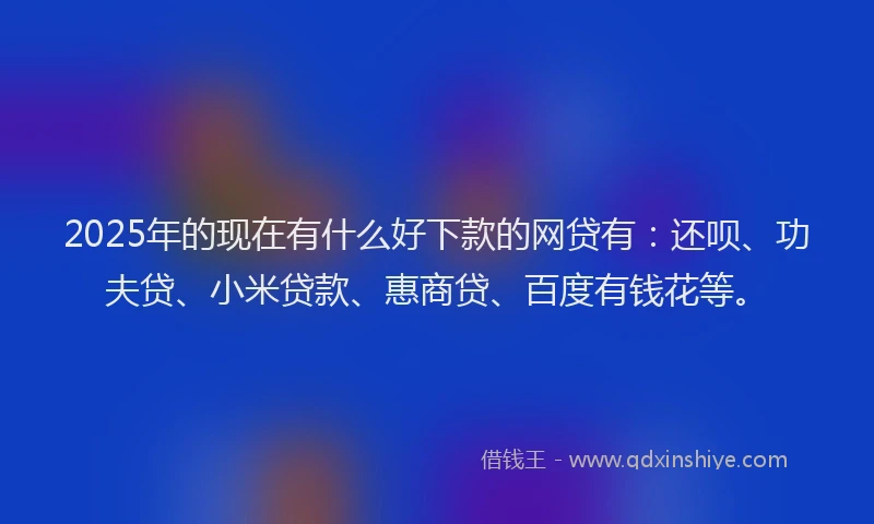 2025年的现在有什么好下款的网贷有：还呗、功夫贷、小米贷款、惠商贷、百度有钱花等。
