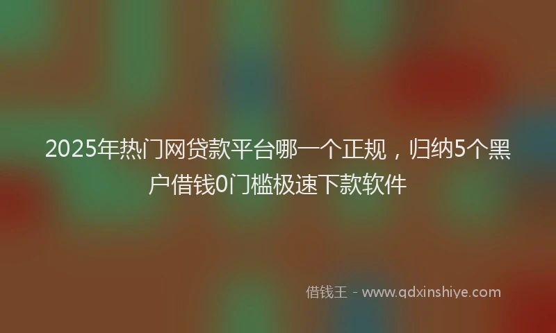 2025年热门网贷款平台哪一个正规，归纳5个黑户借钱0门槛极速下款软件