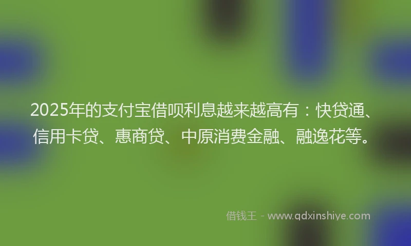 2025年的支付宝借呗利息越来越高有：快贷通、信用卡贷、惠商贷、中原消费金融、融逸花等。