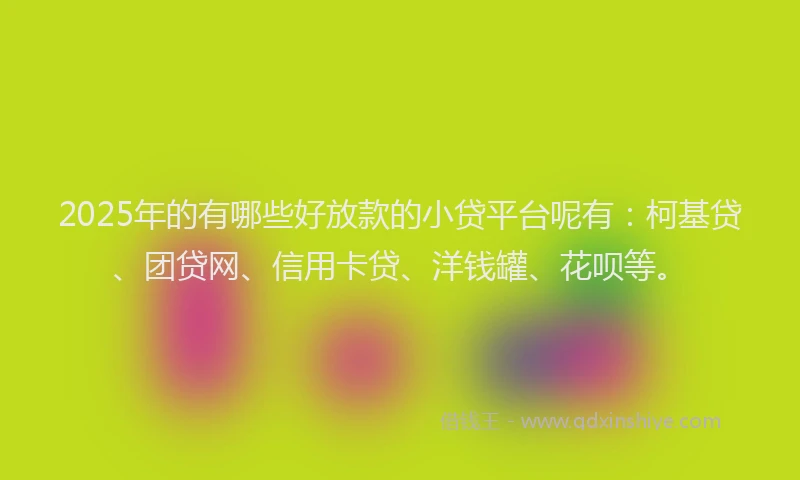 2025年的有哪些好放款的小贷平台呢有：柯基贷、团贷网、信用卡贷、洋钱罐、花呗等。