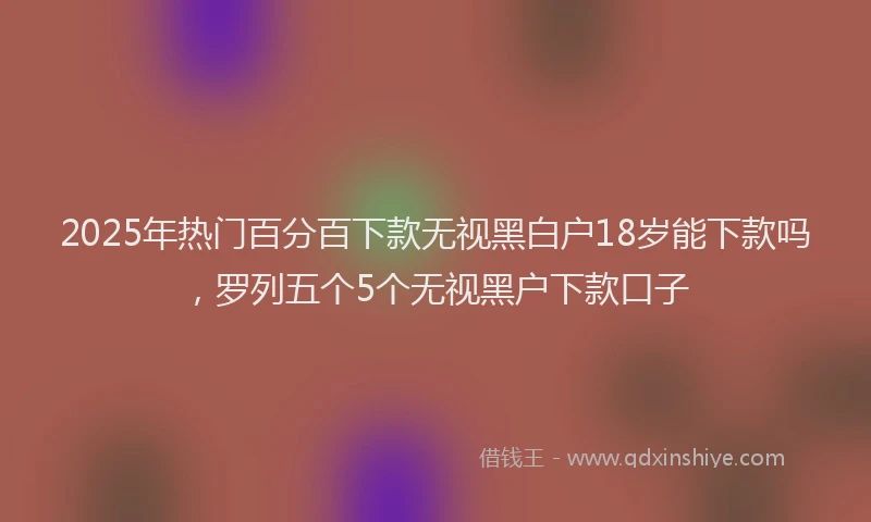2025年热门百分百下款无视黑白户18岁能下款吗，罗列五个5个无视黑户下款口子