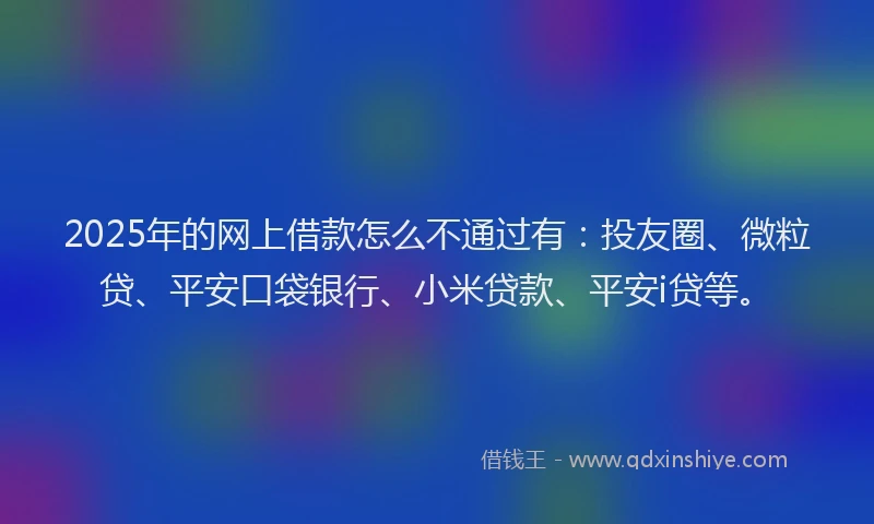 2025年的网上借款怎么不通过有：投友圈、微粒贷、平安口袋银行、小米贷款、平安i贷等。