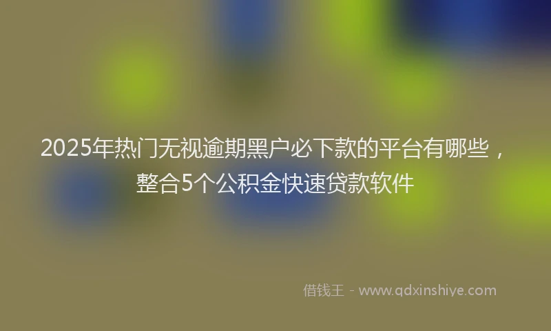 2025年热门无视逾期黑户必下款的平台有哪些，整合5个公积金快速贷款软件