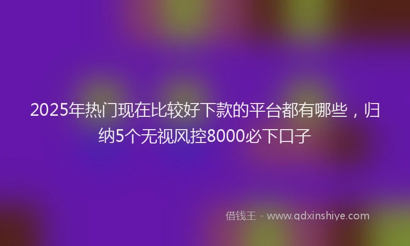 2025年热门现在比较好下款的平台都有哪些，归纳5个无视风控8000必下口子