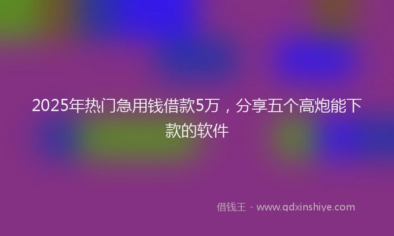 2025年热门急用钱借款5万，分享五个高炮能下款的软件