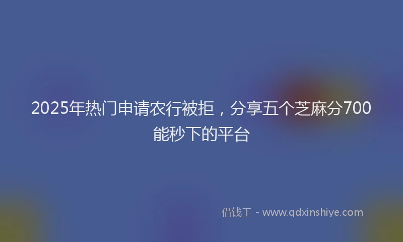 2025年热门申请农行被拒，分享五个芝麻分700能秒下的平台