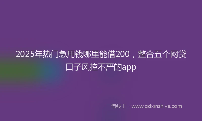 2025年热门急用钱哪里能借200，整合五个网贷口子风控不严的app