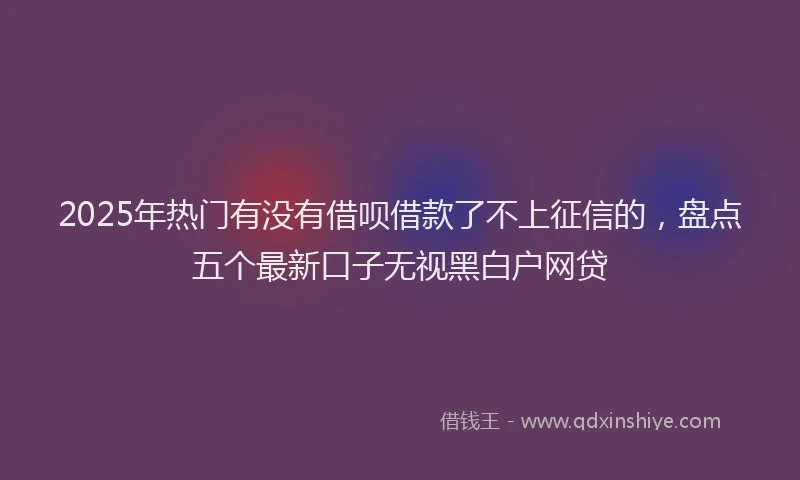 2025年热门有没有借呗借款了不上征信的，盘点五个最新口子无视黑白户网贷