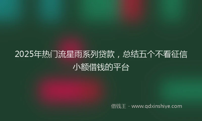2025年热门流星雨系列贷款，总结五个不看征信小额借钱的平台