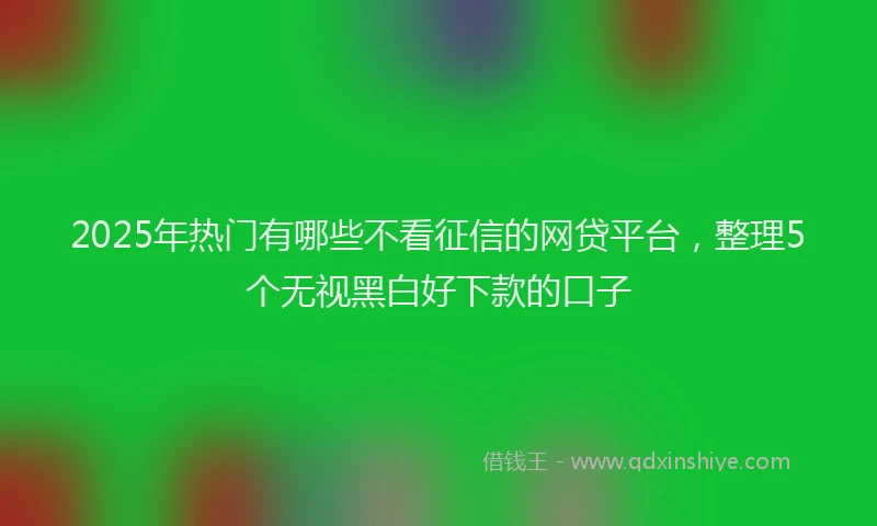 2025年热门有哪些不看征信的网贷平台，整理5个无视黑白好下款的口子
