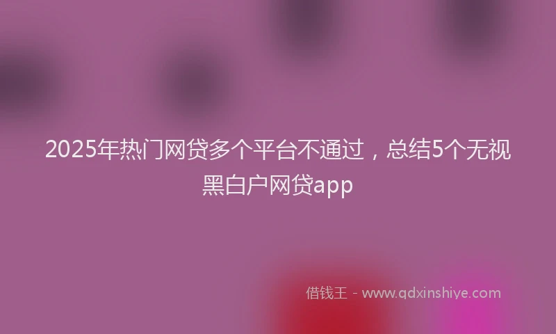 2025年热门网贷多个平台不通过，总结5个无视黑白户网贷app