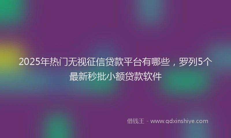 2025年热门无视征信贷款平台有哪些，罗列5个最新秒批小额贷款软件