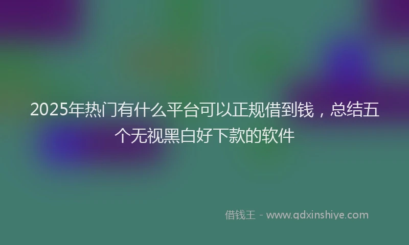 2025年热门有什么平台可以正规借到钱，总结五个无视黑白好下款的软件