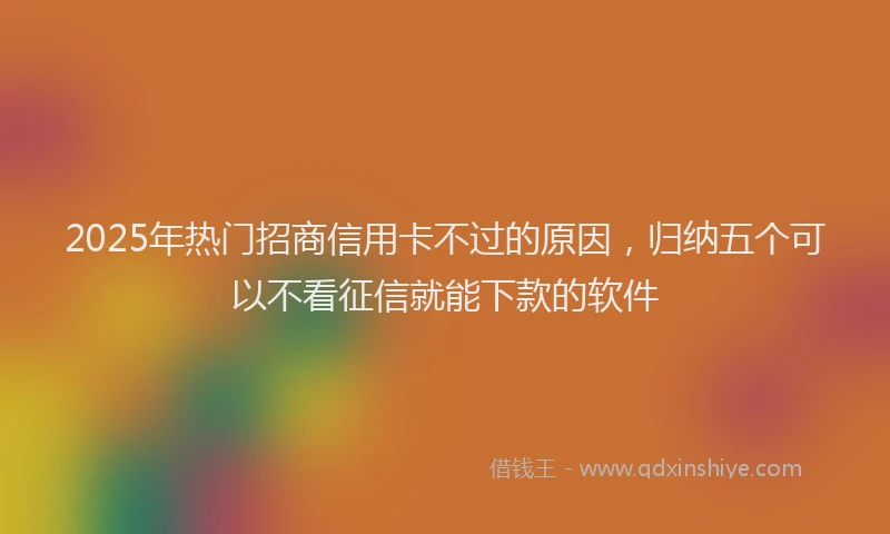 2025年热门招商信用卡不过的原因，归纳五个可以不看征信就能下款的软件