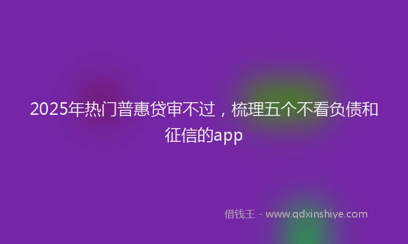 2025年热门普惠贷审不过，梳理五个不看负债和征信的app
