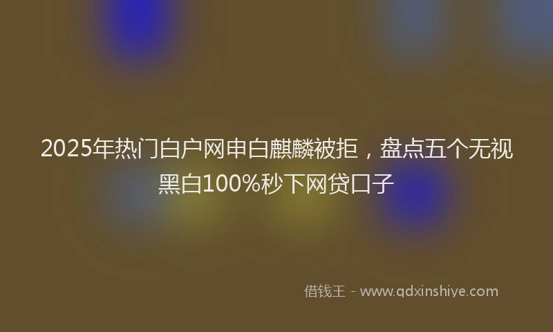2025年热门白户网申白麒麟被拒，盘点五个无视黑白100%秒下网贷口子