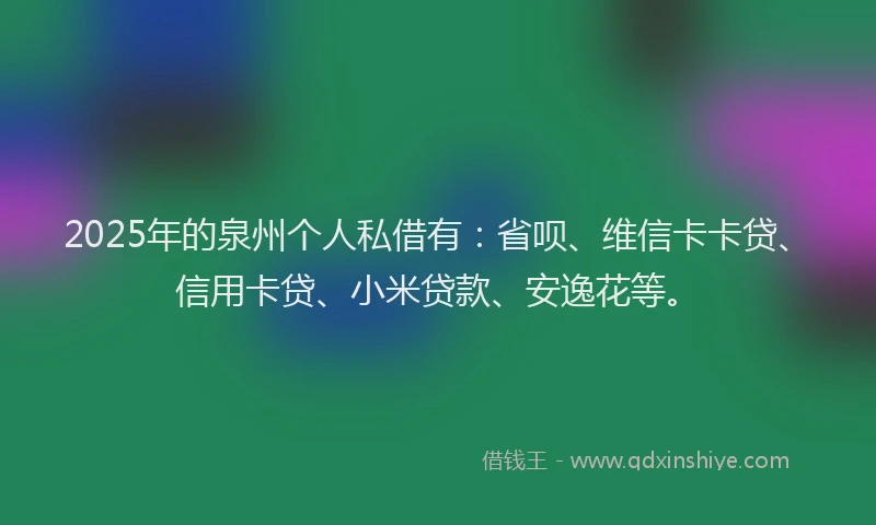 2025年的泉州个人私借有：省呗、维信卡卡贷、信用卡贷、小米贷款、安逸花等。