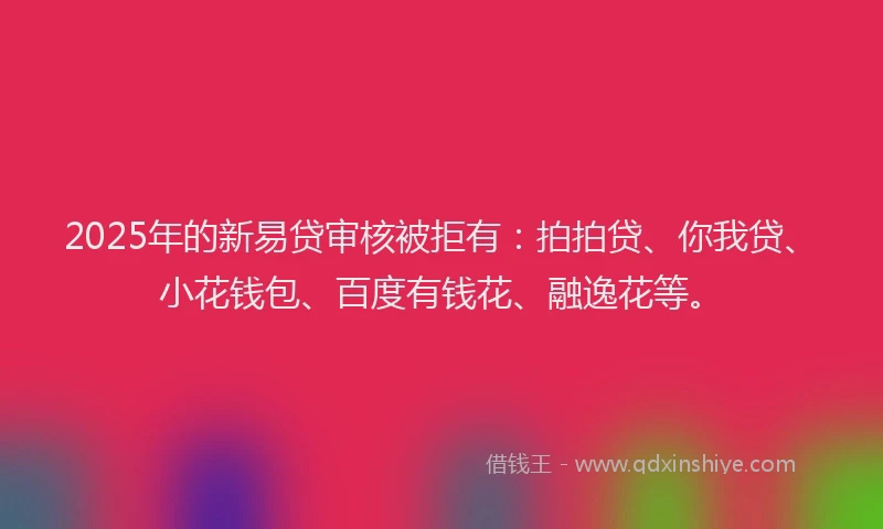 2025年的新易贷审核被拒有：拍拍贷、你我贷、小花钱包、百度有钱花、融逸花等。