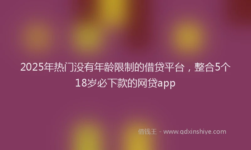 2025年热门没有年龄限制的借贷平台，整合5个18岁必下款的网贷app