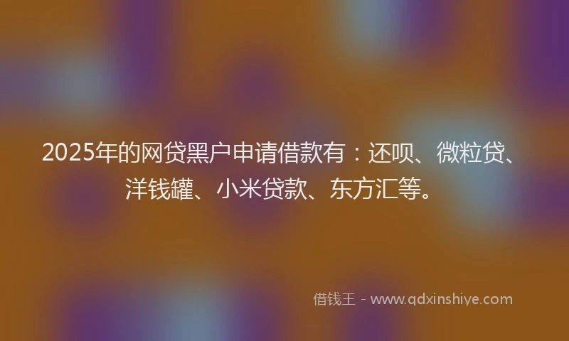 2025年的网贷黑户申请借款有：还呗、微粒贷、洋钱罐、小米贷款、东方汇等。