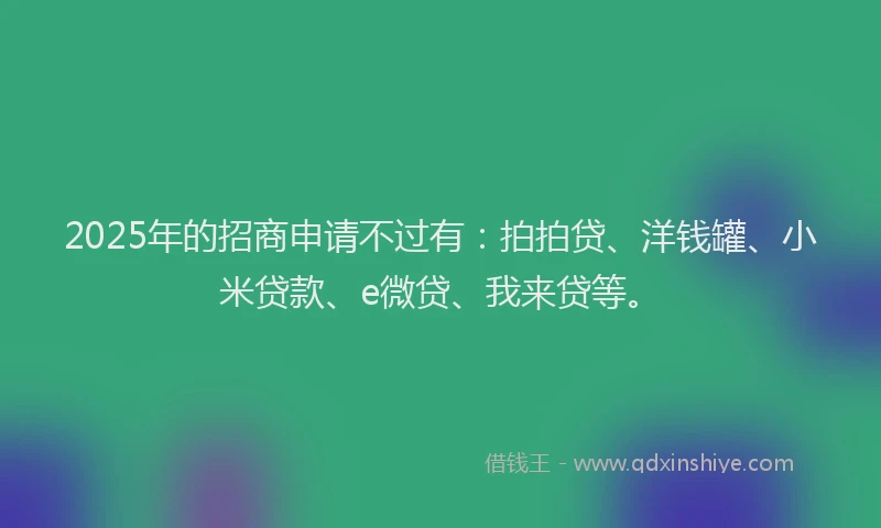 2025年的招商申请不过有：拍拍贷、洋钱罐、小米贷款、e微贷、我来贷等。