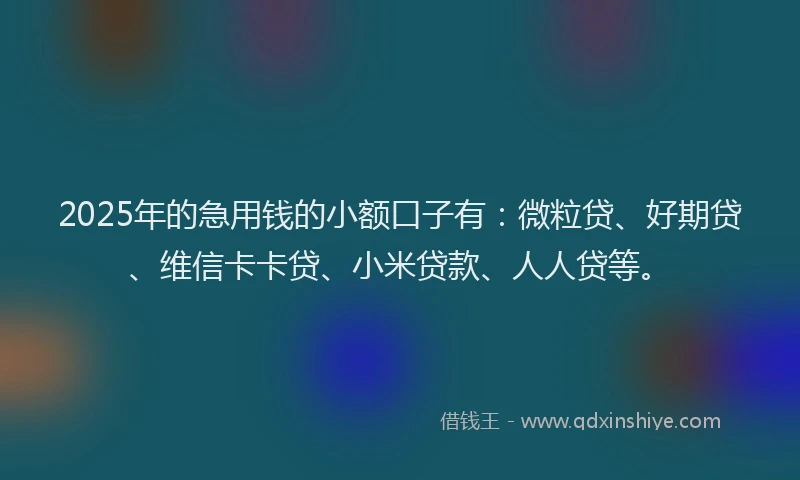 2025年的急用钱的小额口子有：微粒贷、好期贷、维信卡卡贷、小米贷款、人人贷等。