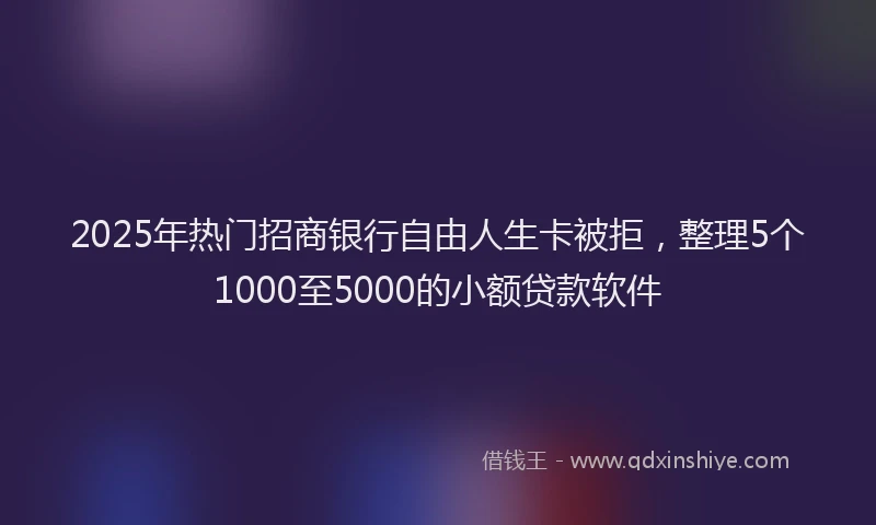 2025年热门招商银行自由人生卡被拒，整理5个1000至5000的小额贷款软件