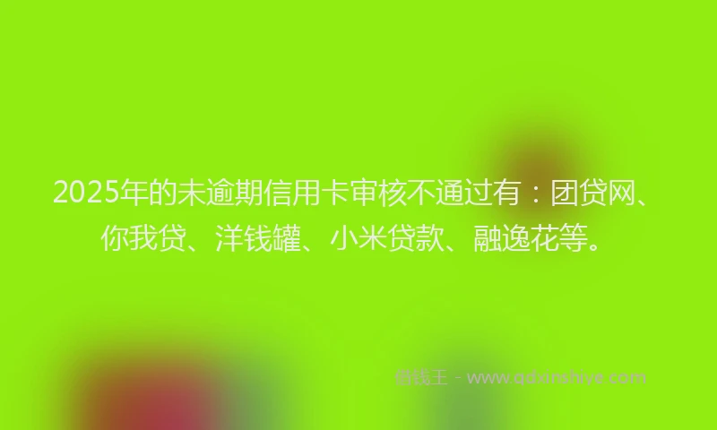 2025年的未逾期信用卡审核不通过有：团贷网、你我贷、洋钱罐、小米贷款、融逸花等。