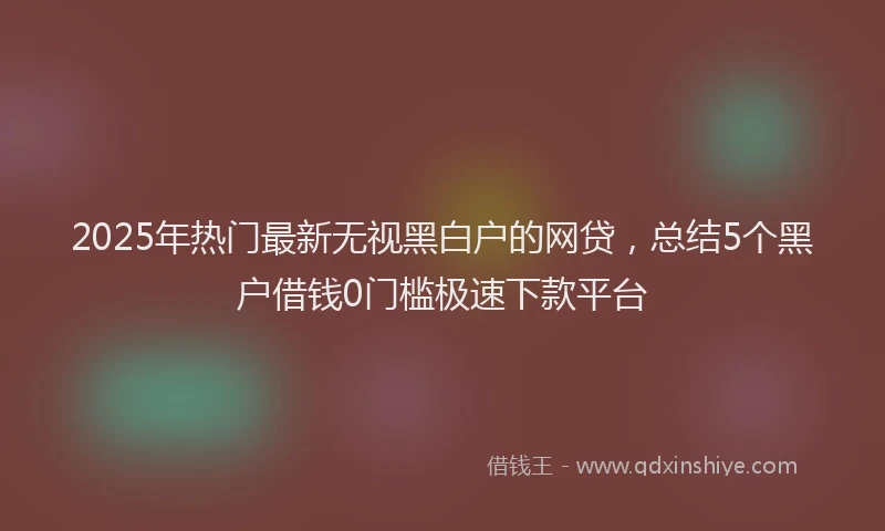 2025年热门最新无视黑白户的网贷，总结5个黑户借钱0门槛极速下款平台