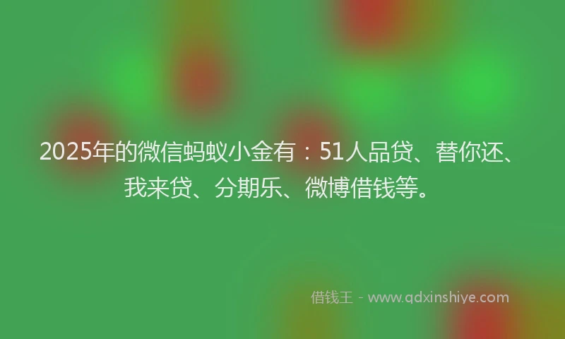 2025年的微信蚂蚁小金有：51人品贷、替你还、我来贷、分期乐、微博借钱等。