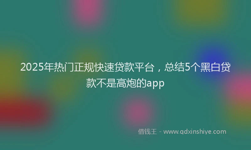 2025年热门正规快速贷款平台，总结5个黑白贷款不是高炮的app