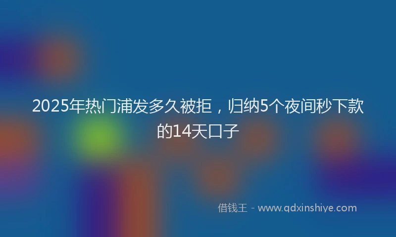2025年热门浦发多久被拒，归纳5个夜间秒下款的14天口子