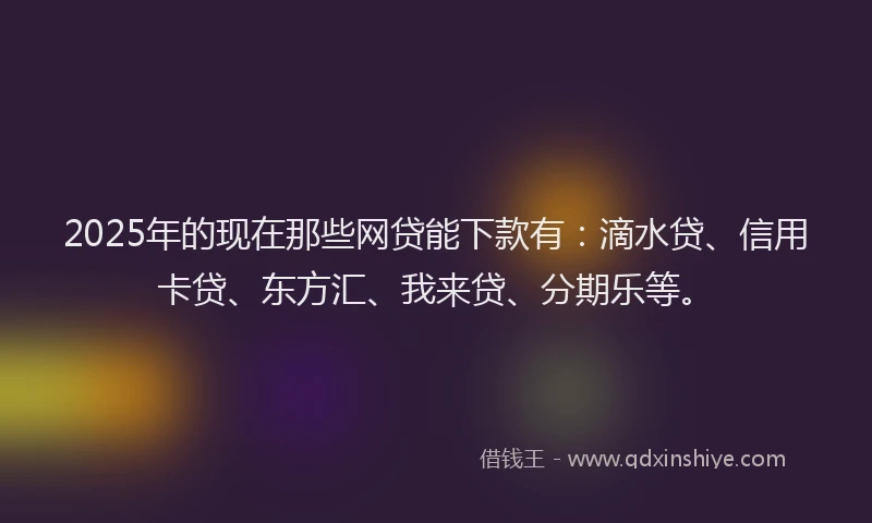 2025年的现在那些网贷能下款有:滴水贷、信用卡贷、东方汇、我来贷、分期乐等。