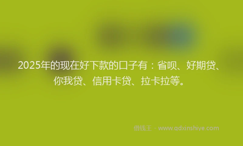 2025年的现在好下款的口子有：省呗、好期贷、你我贷、信用卡贷、拉卡拉等。