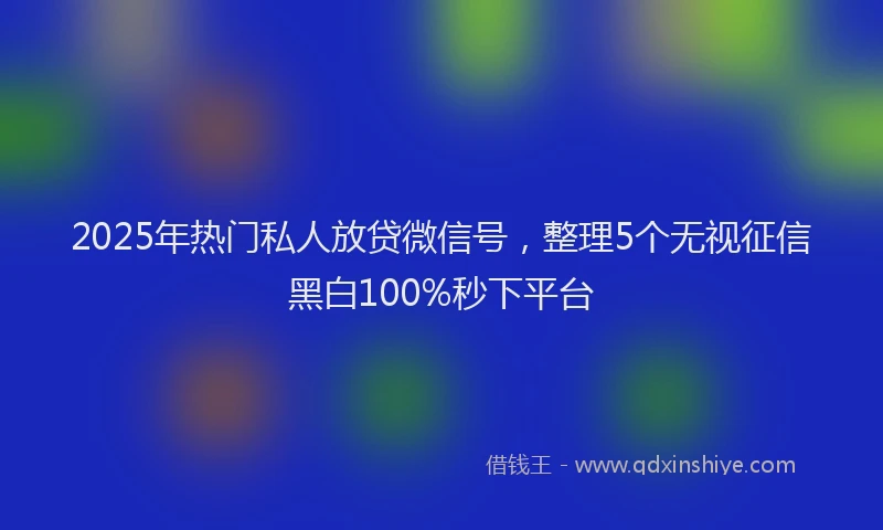 2025年热门私人放贷微信号，整理5个无视征信黑白100%秒下平台