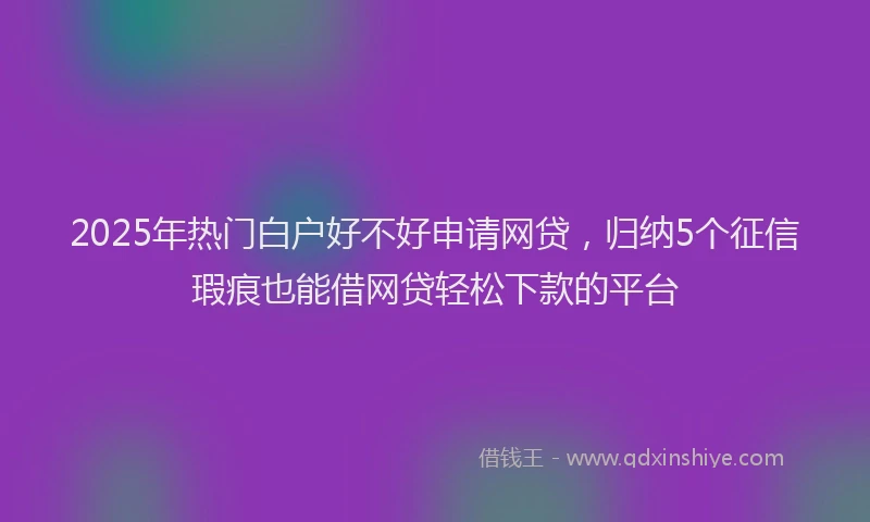 2025年热门白户好不好申请网贷，归纳5个征信瑕疵也能借网贷轻松下款的平台