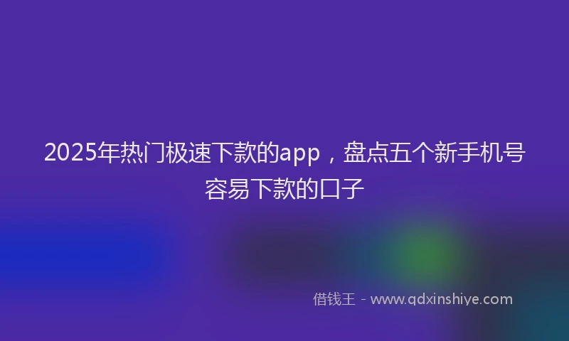 2025年热门极速下款的app，盘点五个新手机号容易下款的口子
